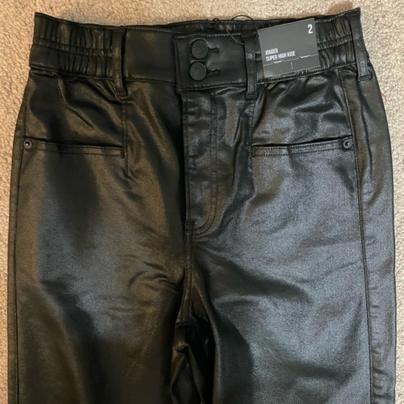 Express Black Jogger Vegan leather Super High Rise Size 2 - Picture 11 of 11